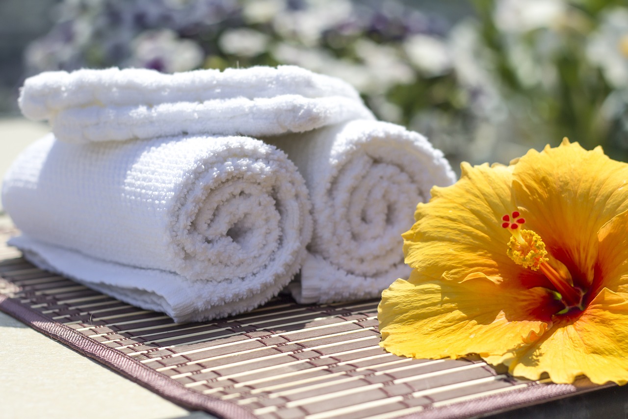 towel, hibiscus, clean